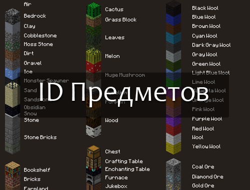 ID предметов minecraft 1.5.1, 1.5.2, 1.6